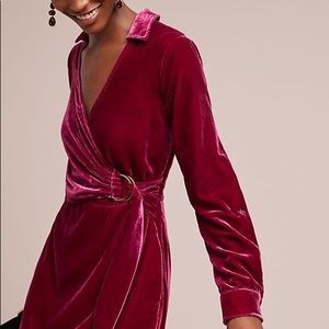 Anthropologie 0P Maeve raspberry shirt dress NWT